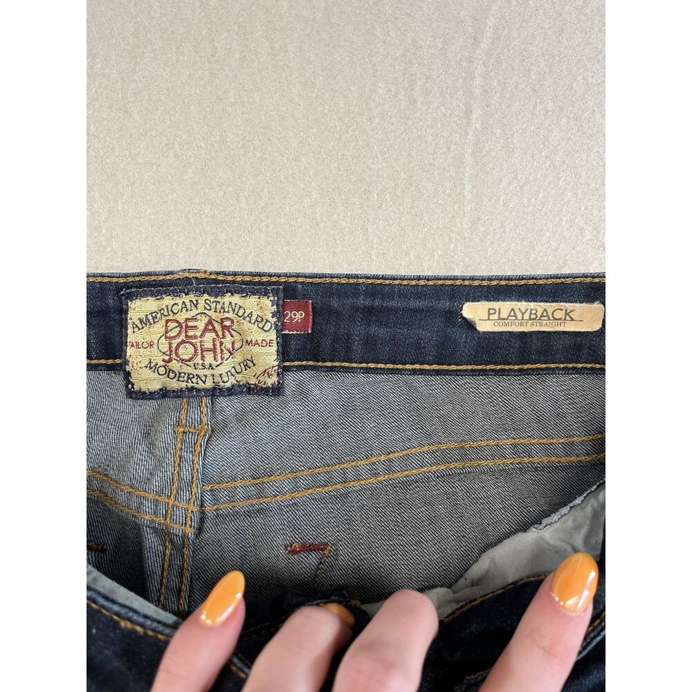 DEAR JOHN Playback Jeans Womens 29P Blue Petite Straight Dark Wash Mid Rise - Picture 2 of 8